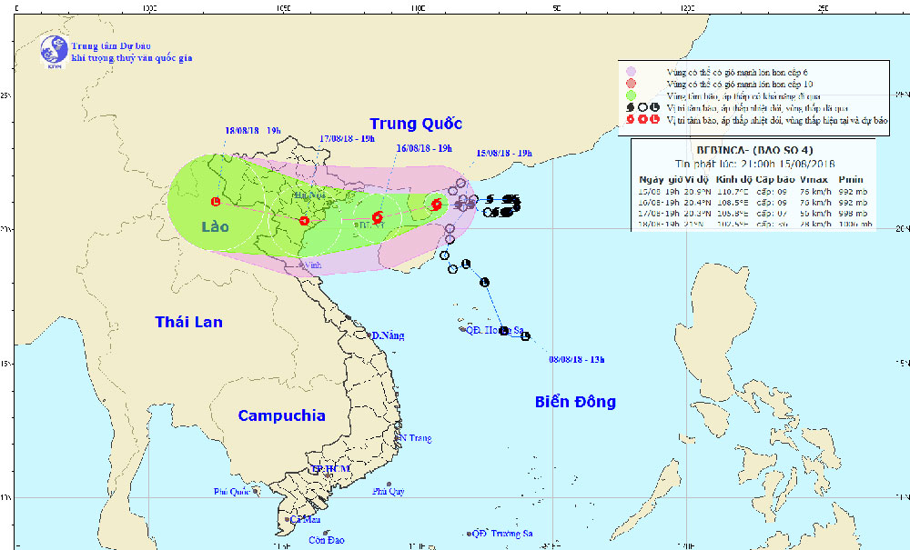 Bão Bebinca giật cấp 11 đi vào vịnh Bắc Bộ
