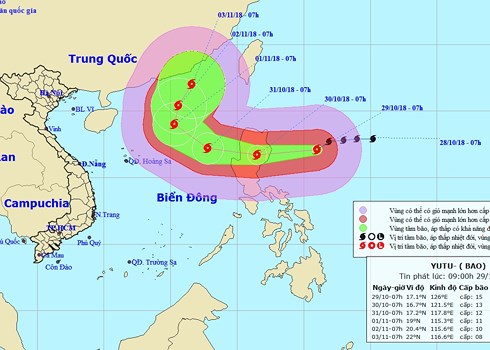 Siêu bão Yutu gây gió giật cấp 17 áp sát Biển Đông