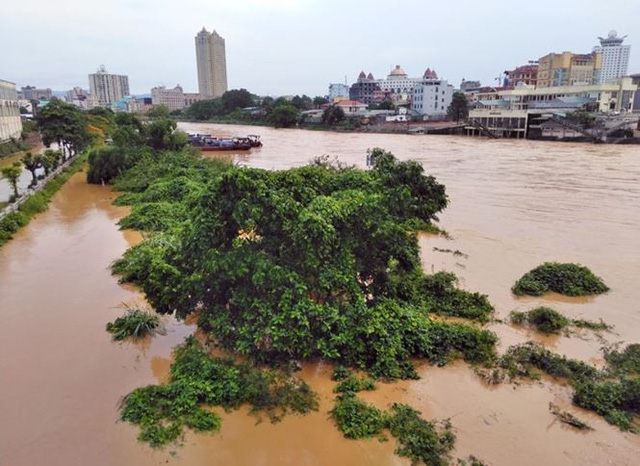 Mưa lớn ở Móng Cái, nhiều đò sắt bị nhấn chìm trong lũ