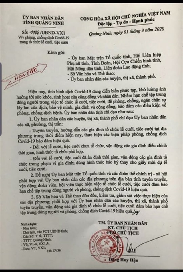 Quảng Ninh vận động người dân "gói gọn" đám cưới chống Covid-19